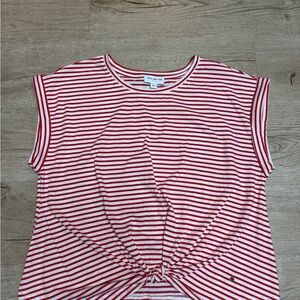 Marc New York Red and White Striped Short Sleeve Tee